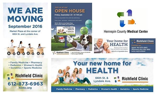 Print and digital ads about the Richfield Clinic's September 2016 move